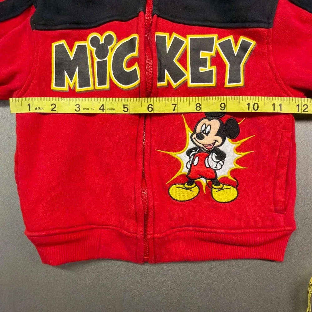 Disney Baby Mickey Mouse Zip Up Hoodie Red Black Infants 18M DIB803 Sweatshirt